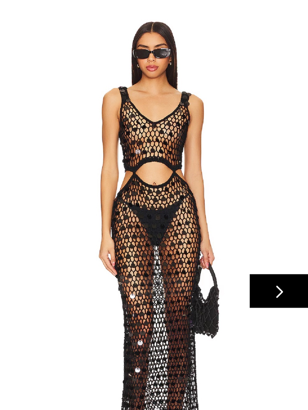 Revolve superdown Black Crochet Cutout Maxi Coverup